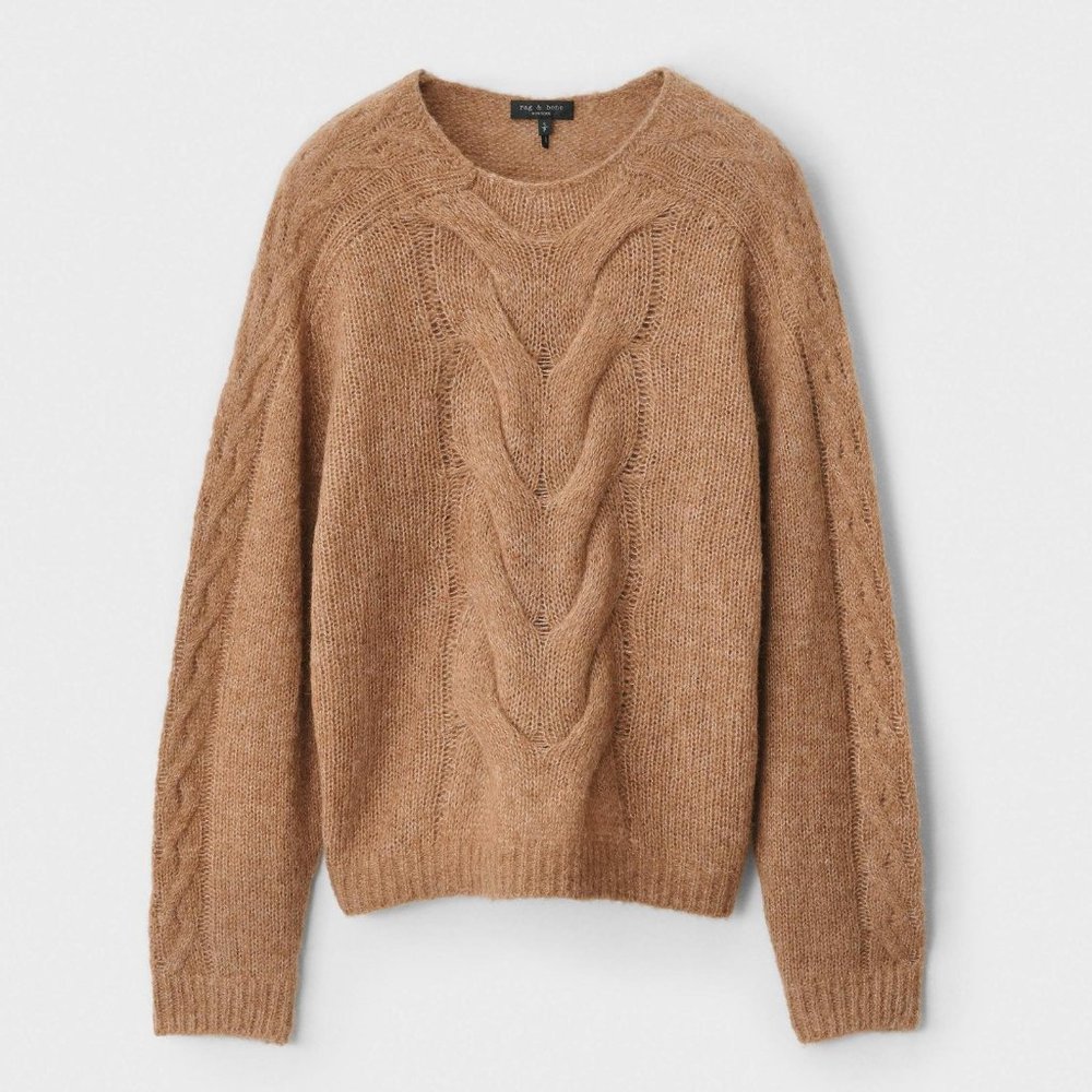 Mia Cable-knit Alpaca And Wool-blend Sweater ( Rag & Bone, size: S, color: Camel